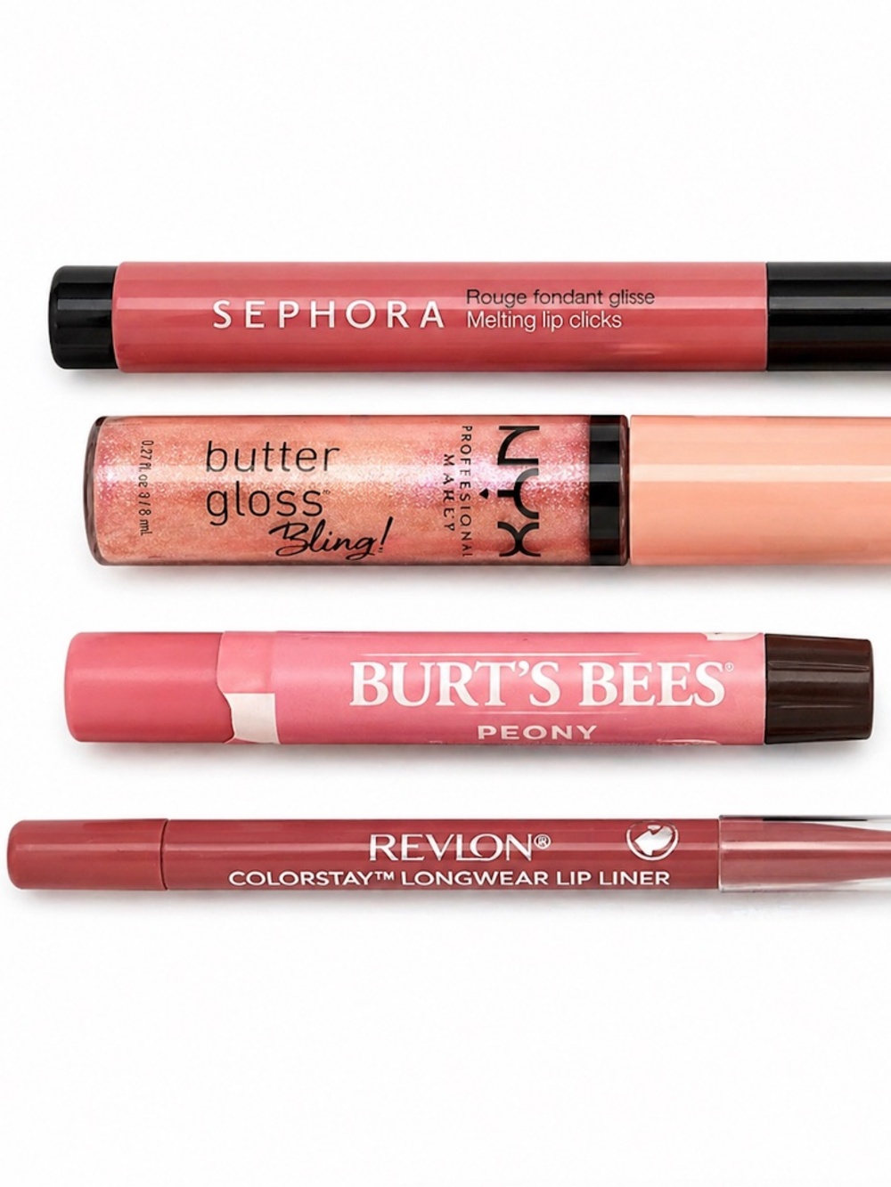 NWT Lip Bundle Sephora NYX Burt’s Bees Revlon Gloss Balm Liner Set